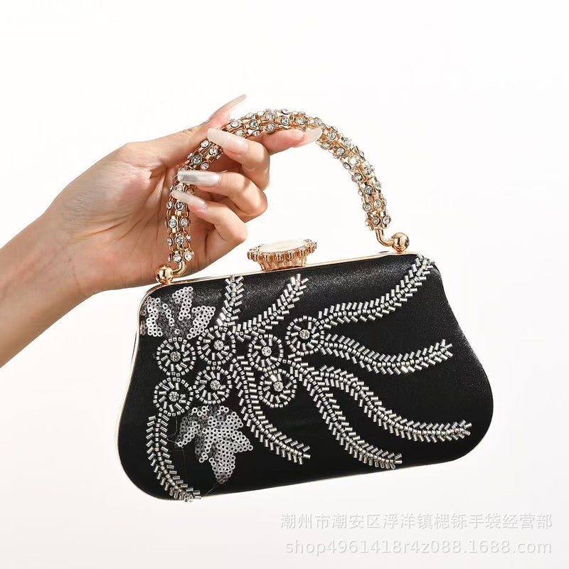 New Chinese Style Embroidered Evening Bag Cheongsam Dress Evening Bag Embroidered Vintage Small Square Bag Women'S Chain - Image 1