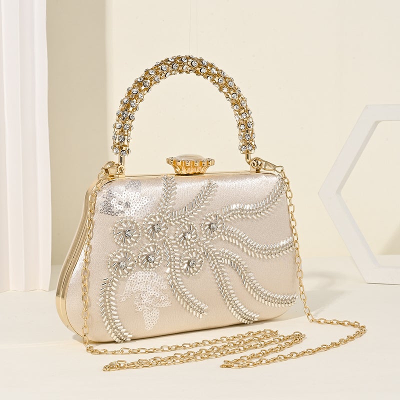 New Chinese Style Embroidered Evening Bag Cheongsam Dress Evening Bag Embroidered Vintage Small Square Bag Women'S Chain - Image 4