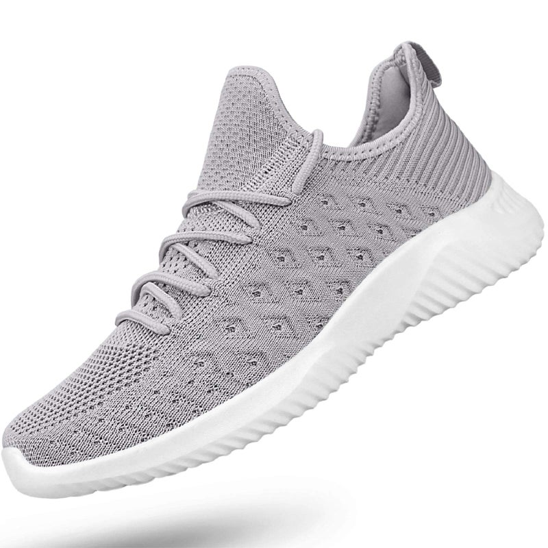 Feethit Mens Slip On Walking Shoes Lightweight Breathable Non Slip Running Shoes Comfortable Fashion Sneakers for Men Grey Size 7.5