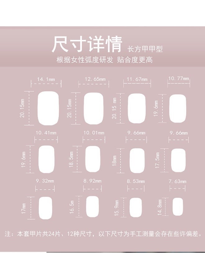 موضة أظافر بسيطة بدرج قصير على شكل عين القط، فن أظافر أنيق ويعزز البياض، نصائح أظافر عالية الجودة قابلة للإزالة، ملصقات أظافر وهمية - Image 2
