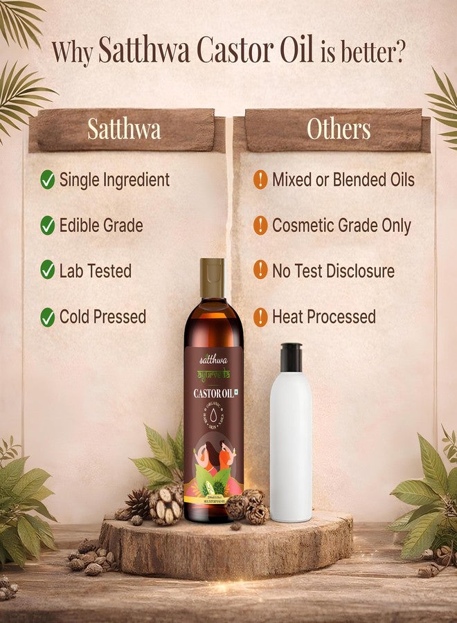 Satthwa Organic Castor Oil 200ml - Cold Pressed - Hexane Free - Edible Grade - Pure Arandi Ka Tel for Hair, Skin & Nails - Image 5
