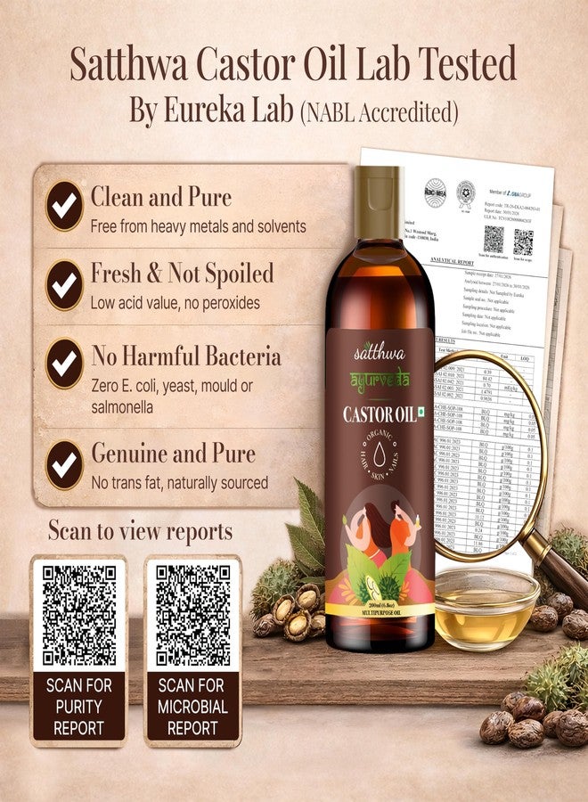 Satthwa Organic Castor Oil 200ml - Cold Pressed - Hexane Free - Edible Grade - Pure Arandi Ka Tel for Hair, Skin & Nails - Image 4