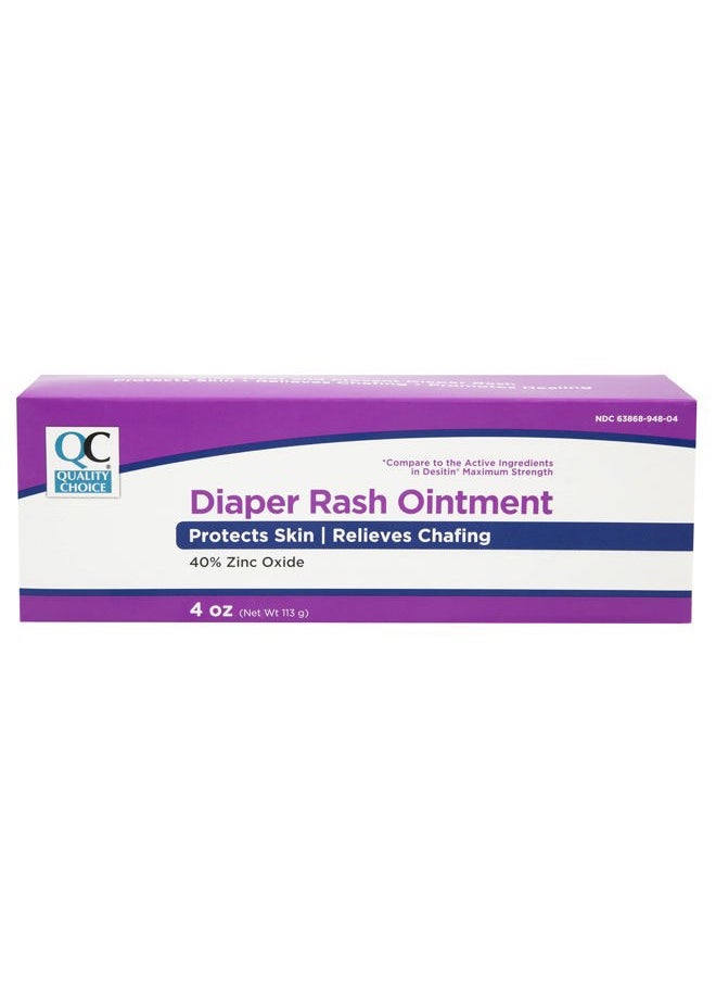 Quality Choice Diaper Rash Ointment, Skin Protection and Chafing Relief, Diaper Rash Treatment, 40% Zinc Oxide Promotes Healing, 4 Ounce Tube  - Image 1