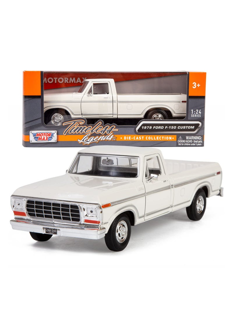 Motor Max 1:24 Scale Licensed Model – 1977 Ford F-150 Custom Pickup Truck (White)  - Image 1