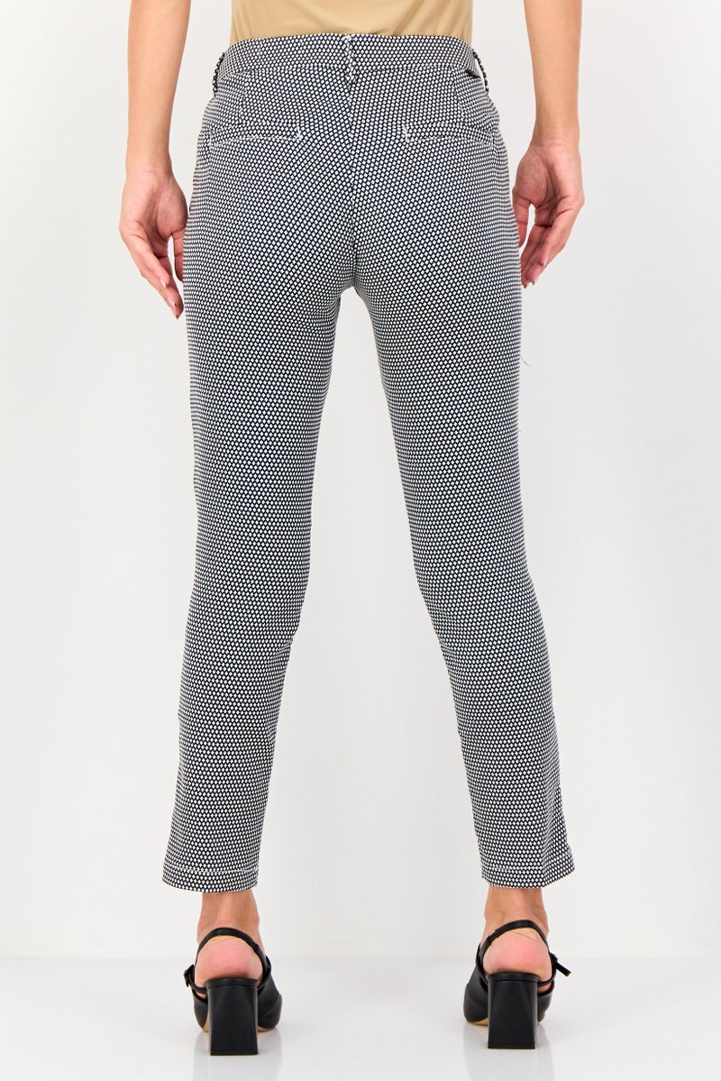 Reiko Women Cigarette Fit Diamond Pattern Straight Leg Pants, Multicolor - Image 4