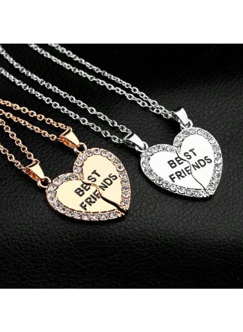 Generic Best Friend Necklaces for 2, Zinc Alloy Rhinestone BFF Necklace Heart Pendant Charm Friendship Necklace, Sister Necklace Set for Best Friends Jewelry Birthday Gifts  - Image 4