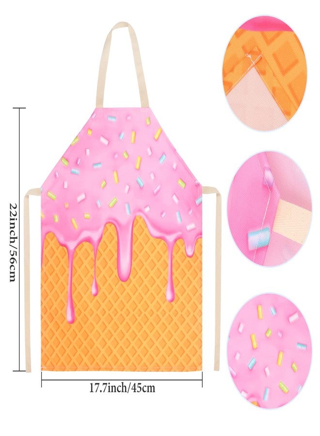 Yewong Kids Ice Cream Vendor Costume Set Ice Cream Cone Apron Tattoos Soda Jerk Cap Bowtie for Birthday Party Career Day - Image 2