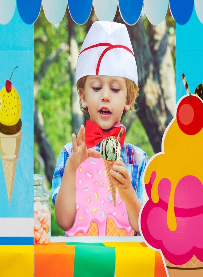 Yewong Kids Ice Cream Vendor Costume Set Ice Cream Cone Apron Tattoos Soda Jerk Cap Bowtie for Birthday Party Career Day - Image 5