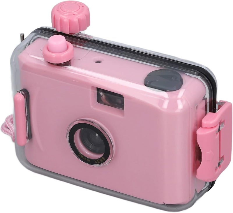 Light Pink 35mm Reusable Film Camera with Case 28mm Lens for Snorkeling Swimming Waterfalls - Image 1