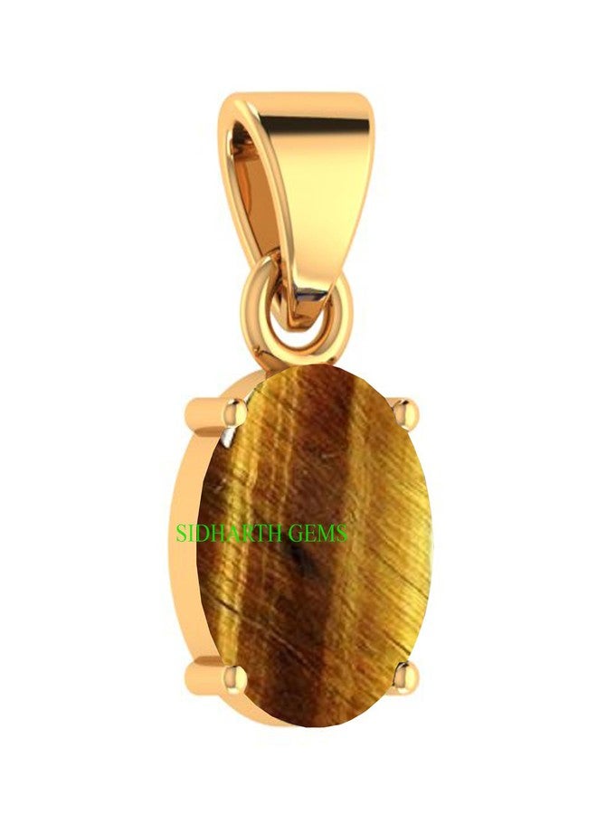 SIDHARTH GEMS Tiger's Eye Stone Ashtadhatu Pendant 14.00 Ratti 13.45 Carat Natural Tiger's Eye and Gold Plated Locket - Image 2