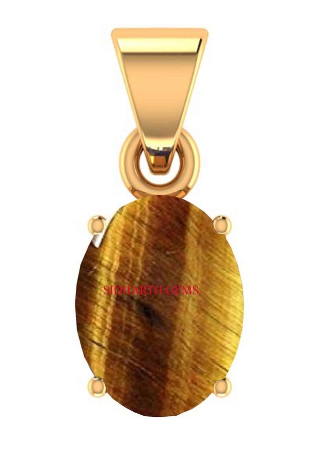 SIDHARTH GEMS Tiger's Eye Stone Ashtadhatu Pendant 14.00 Ratti 13.45 Carat Natural Tiger's Eye and Gold Plated Locket - Image 1