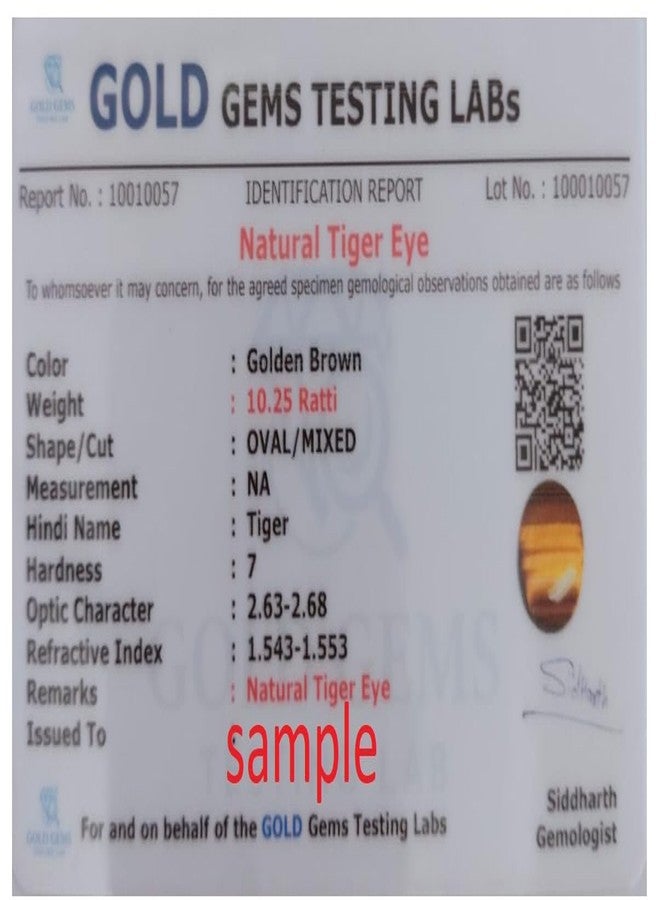 SIDHARTH GEMS Tiger's Eye Stone Ashtadhatu Pendant 14.00 Ratti 13.45 Carat Natural Tiger's Eye and Gold Plated Locket - Image 4