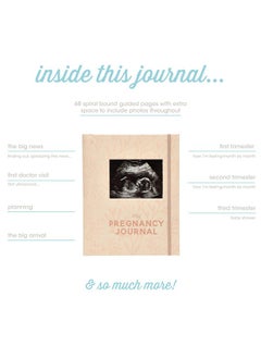 pearhead Pearhead Little Bundle of Joy Pregnancy Journal, Keepsake Pregnancy Memory Book with Sonogram Photo, First Through Third Trimester Pregnancy Milestone Tracker, Blush Leaf  - Image 3