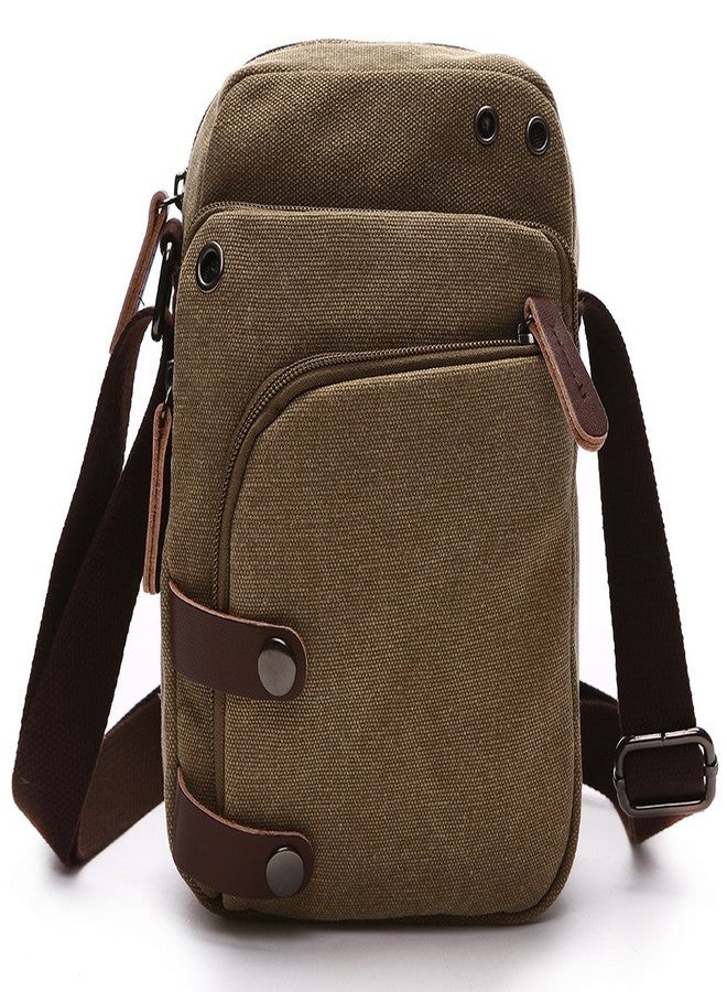 Collsants Mini Crossbody Bags for Women and Men Small Purses and Handbags Travel Purse Canvas Shoulder Purse Bag, Khaki, Small - Image 2