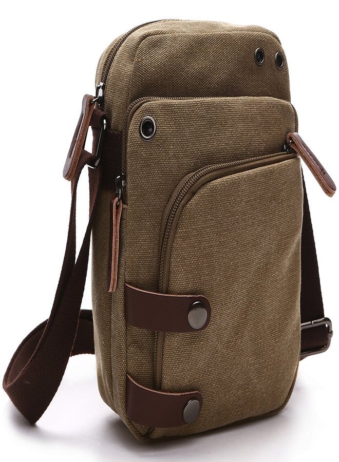 Collsants Mini Crossbody Bags for Women and Men Small Purses and Handbags Travel Purse Canvas Shoulder Purse Bag, Khaki, Small - Image 1