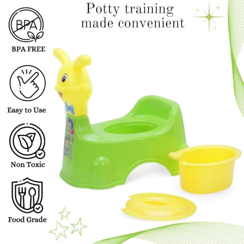 Zerya Rabbit Baby Potty Training Seat Chair for Kids- Infant Potty Toilet Chair with Removable Bowl & Closing Lid (Green) - Image 4