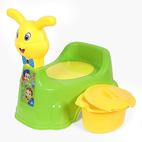 Zerya Rabbit Baby Potty Training Seat Chair for Kids- Infant Potty Toilet Chair with Removable Bowl & Closing Lid (Green) - Image 1