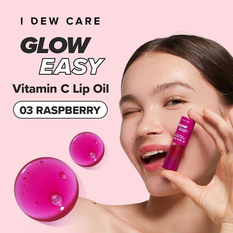 I DEW CARE أحمر شفاه I DEW CARE - توهج سهل توت العليق | زيت بذور الجوجوبا، فيتامين C، صبغة لامعة ملونة، مرطبة، مكياج كوري، لون وردي، مرطب، مغذي، 0.12 أونصة سائلة - Image 2