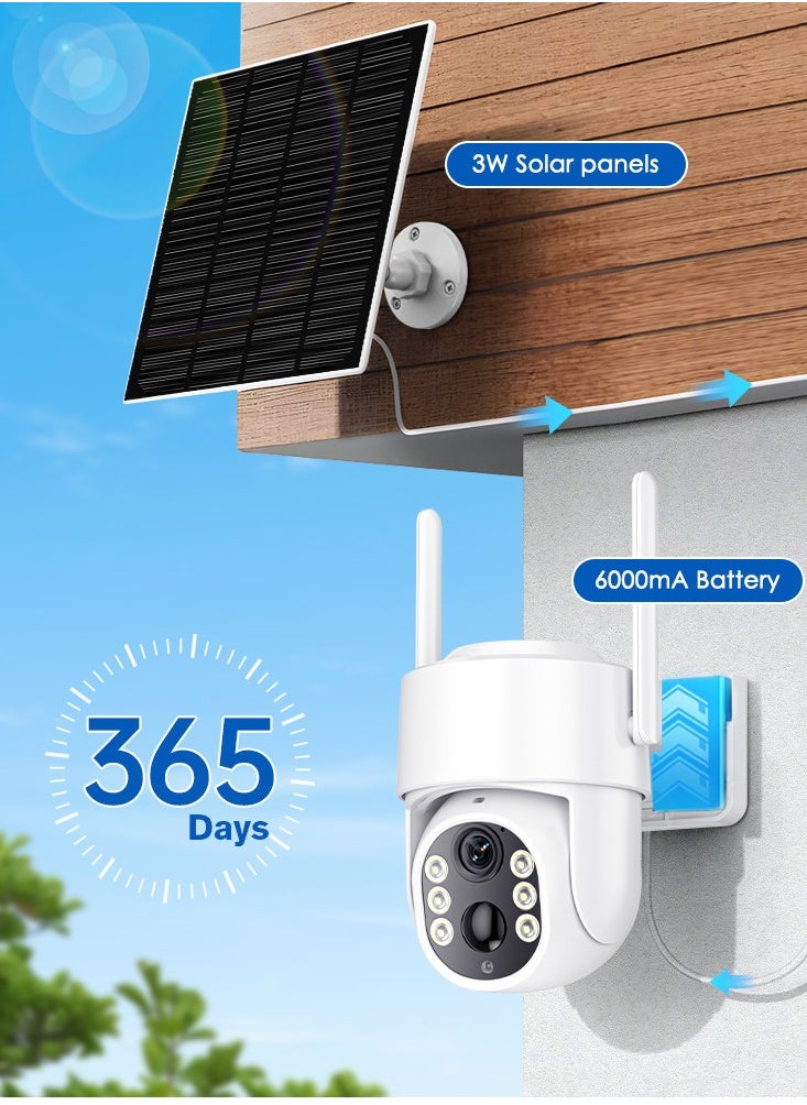 Furtey - Solar Cameras for Home Security Battery Wifi Cameras Outside Surveillance Camera with 360° View Smart Night Vision Motion Sensor Alarm - Image 1