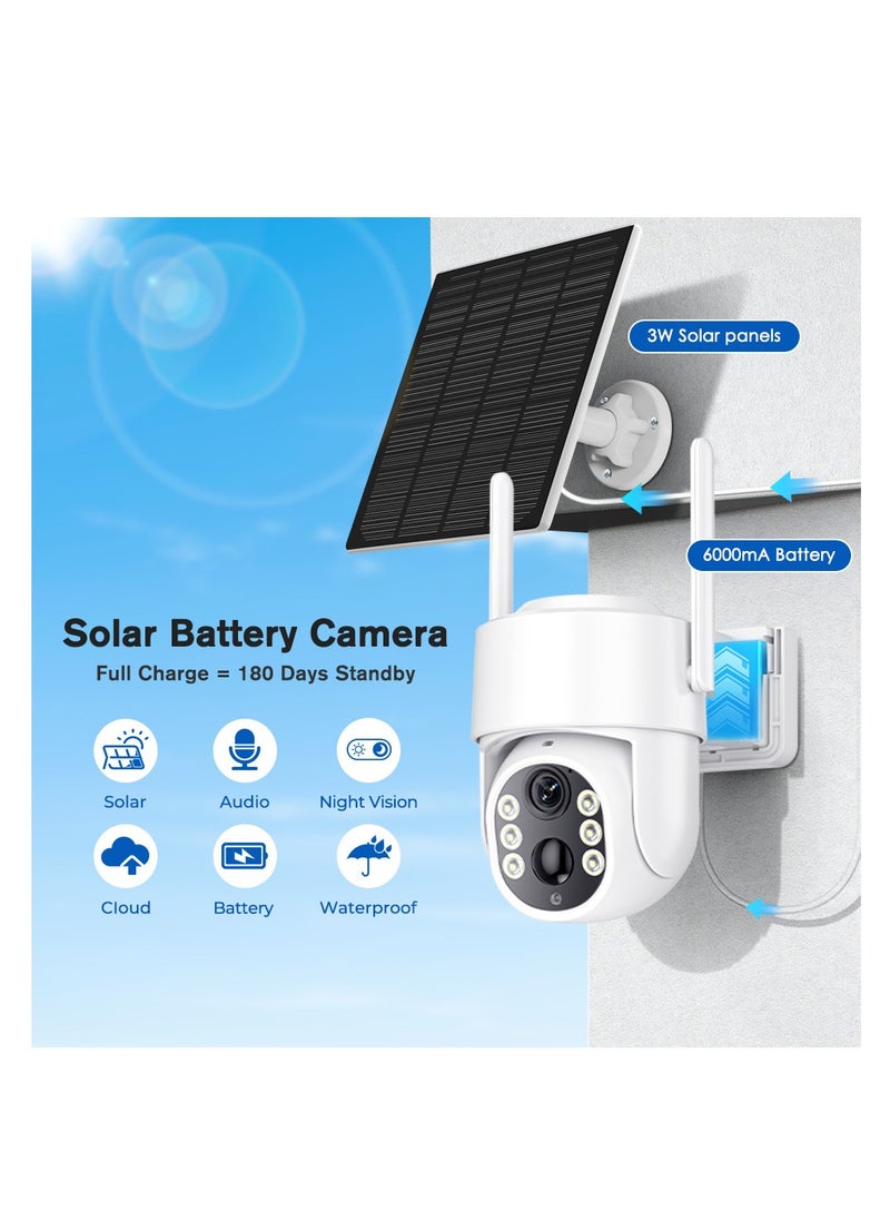 Furtey - Solar Cameras for Home Security Battery Wifi Cameras Outside Surveillance Camera with 360° View Smart Night Vision Motion Sensor Alarm - Image 1