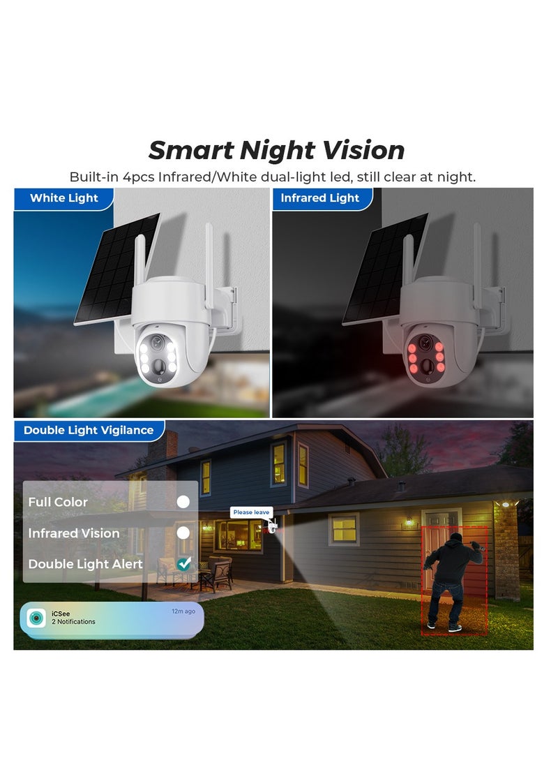 Furtey - Solar Cameras for Home Security Battery Wifi Cameras Outside Surveillance Camera with 360° View Smart Night Vision Motion Sensor Alarm - Image 1
