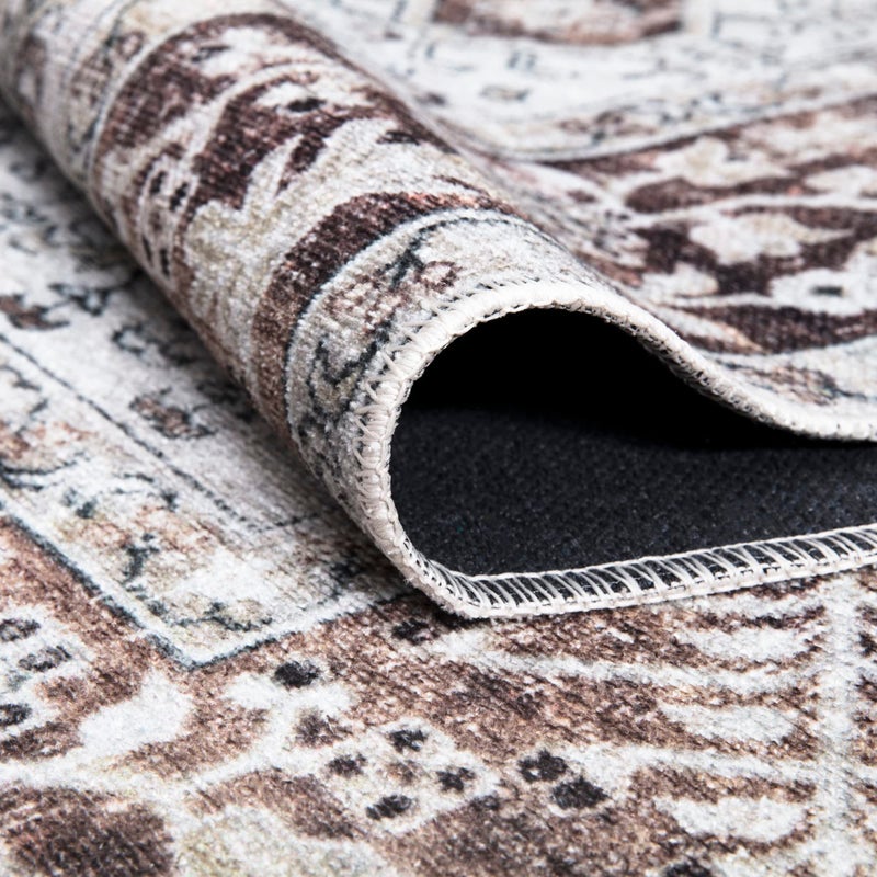 Bloom Rugs Caria Washable Non-Slip 10 ft Runner - Beige/Brown Traditional Runner for Entryway, Hallway, Bathroom, and Kitchen - Exact Size: 2'6" x 10' - Image 3