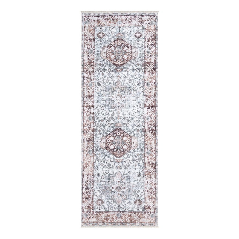 Bloom Rugs Caria Washable Non-Slip 10 ft Runner - Beige/Brown Traditional Runner for Entryway, Hallway, Bathroom, and Kitchen - Exact Size: 2'6" x 10' - Image 2