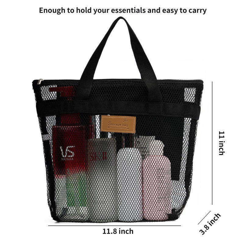 Mesh Shower Caddy Bag Portable Hanging Toiletry and Bath Organizer with Zipper for Travel, Gym, Camping, College Dorms, Beach - Image 5