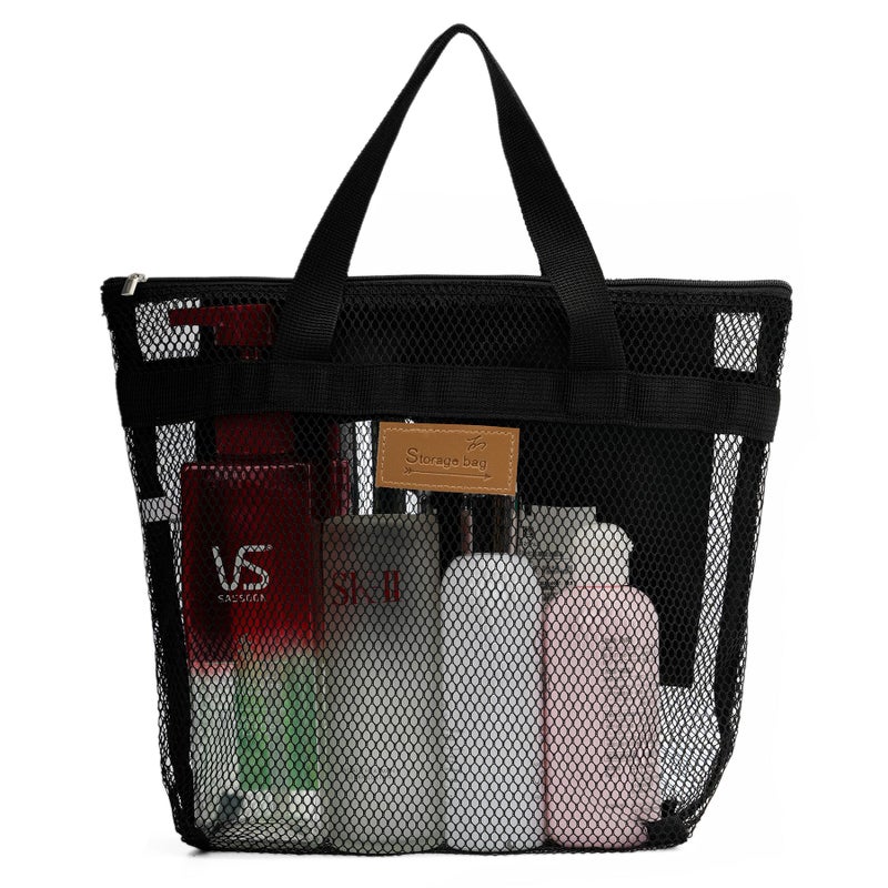 Mesh Shower Caddy Bag Portable Hanging Toiletry and Bath Organizer with Zipper for Travel, Gym, Camping, College Dorms, Beach - Image 1