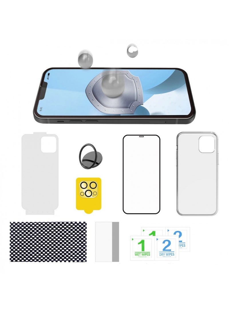 Bastec A 12-in-1 integrated mobile protection package for iPhone and iPhone 15 Plus from BASTEC , iPhone protection package 12 in 1. Glass screen protection against breakage and scratches. Screen protection for the device. Transparent hard cover, back sticker. Camera lens protection, a magsafe piece, a safety clip, and cleaning wipes  - Image 2