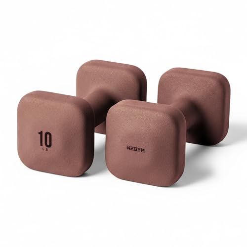 WeGym SafeGrip Square Dumbbells with Anti Slip Handles, Aesthetic Free Weights for Home Workouts, Stable Design Prevents Rolling during Floor Exercises (10LB, Pair Rose) - Image 1