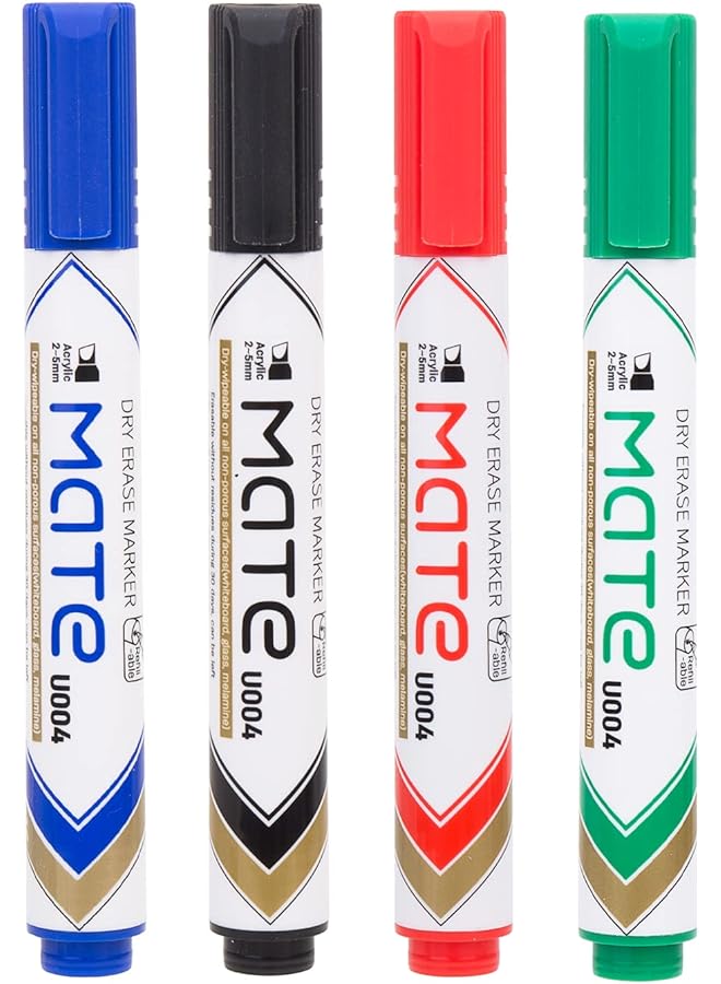 Deli Whiteboard Marker Low Odor Dry Erase Marker Chisel Tip Markers Presentation Supplies For School Home Office Easy To Erase And Refillable Pack Of 4 - Image 1
