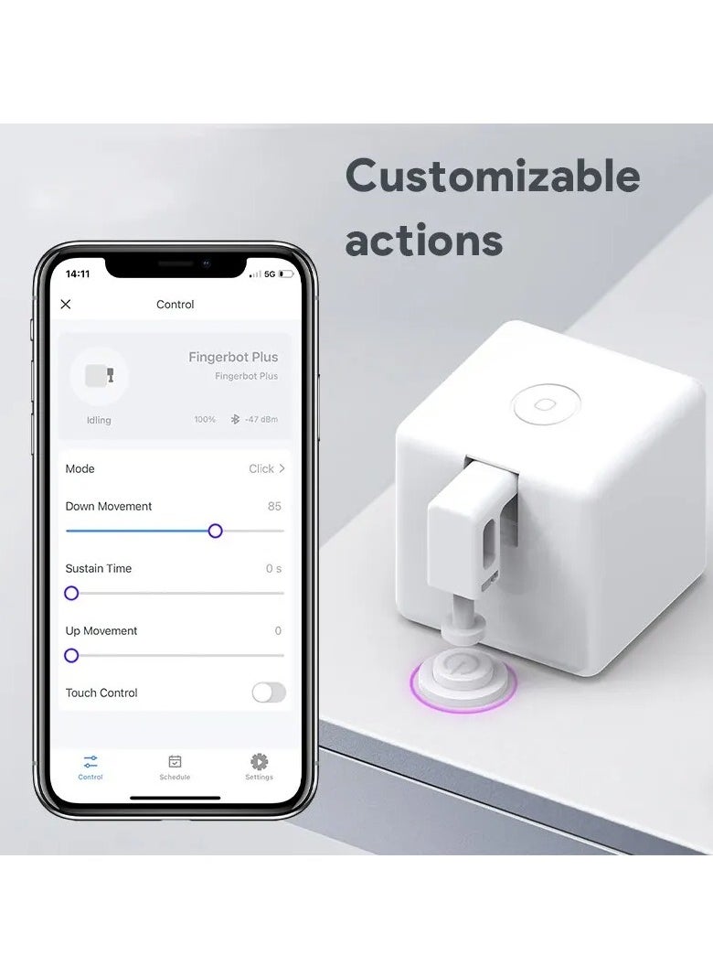 Fingerbot Plus Smart Button, Compact And Durable Smart Switch Pusher Bot, Bluetooth Finger Robot Remote Control, App And Timer Control Smart Robot Button, (1pc, Bluetooth White)