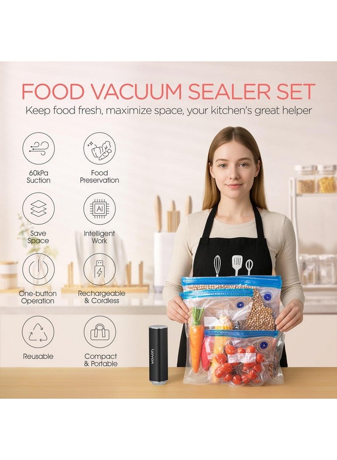 VOYOR Handheld Vacuum Sealer Portable & Cordless Vacuum Sealer Kit with Vacuum Bags Automatic Vacuum Pump for Food Preservation Type-C Charging and Long Lasting Food Vacuum Sealer (1 Pump+5 Bags) - Image 2