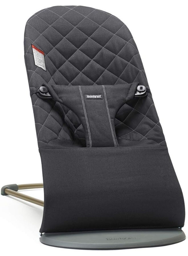 BABYBJORN بيبي بيورن باونسير بليس، منسوج، قماش كيويلت أسود - Image 1