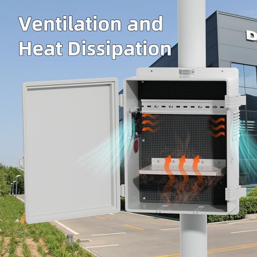 Joinfworld White Outdoor Electrical Box Waterproof Nema Enclosure 16x11x6 Plastic WiFi Box with Fan Vented Dust Screen - Image 2