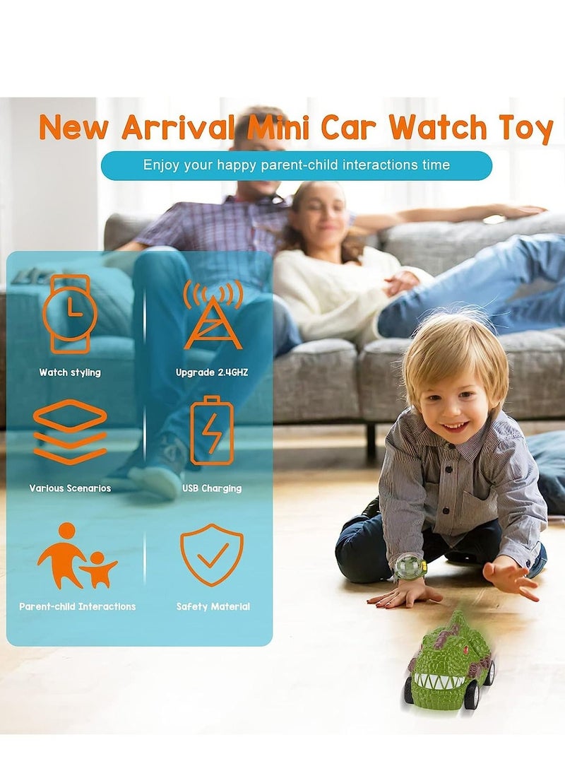 SYOSI Watch Remote Control Car Toy, 2022 New Mini Remote Control Car Watch Toys, 2.4 GHz Cartoon RC Watch Racing Car, USB Charging Remote Control Car, Watch RC Car for Boys Girls Birthday Gift, Green - Image 4
