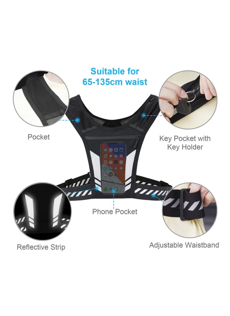 Running Phone Holder Vest, Chest Pouch Training Lightweight, Waterproof Comfortable Breathable Mesh Pockets Men, Women