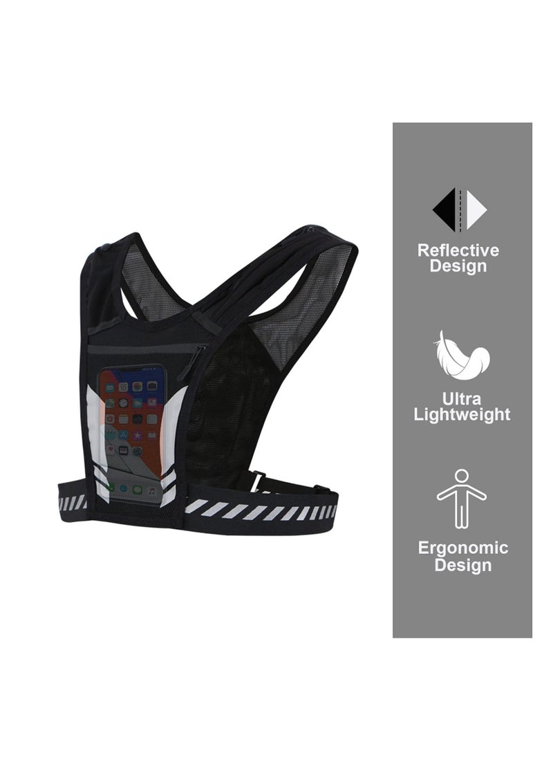 Running Phone Holder Vest, Chest Pouch Training Lightweight, Waterproof Comfortable Breathable Mesh Pockets Men, Women
