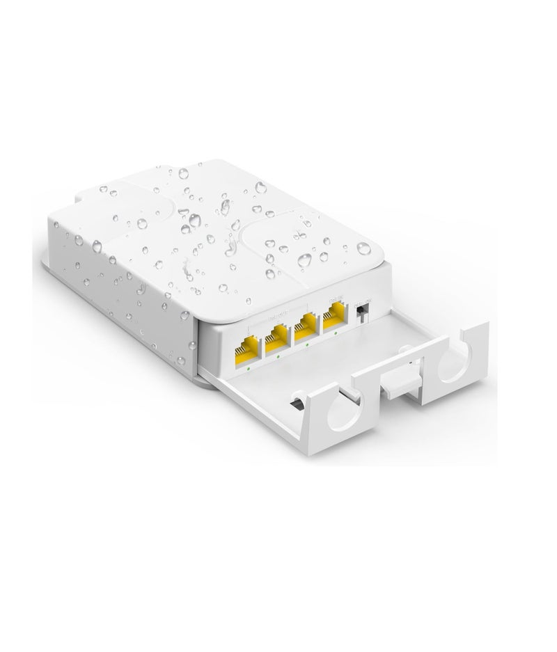 igeekwell Outdoor 4 Port Gigabit PoE Extender, 1 PoE in 3 PoE Out, IEEE 802.3 af/at 30W PoE Repeater with 10/100/1000Mbps, Wall Mount Waterproof POE Passthrough Switch - Image 1