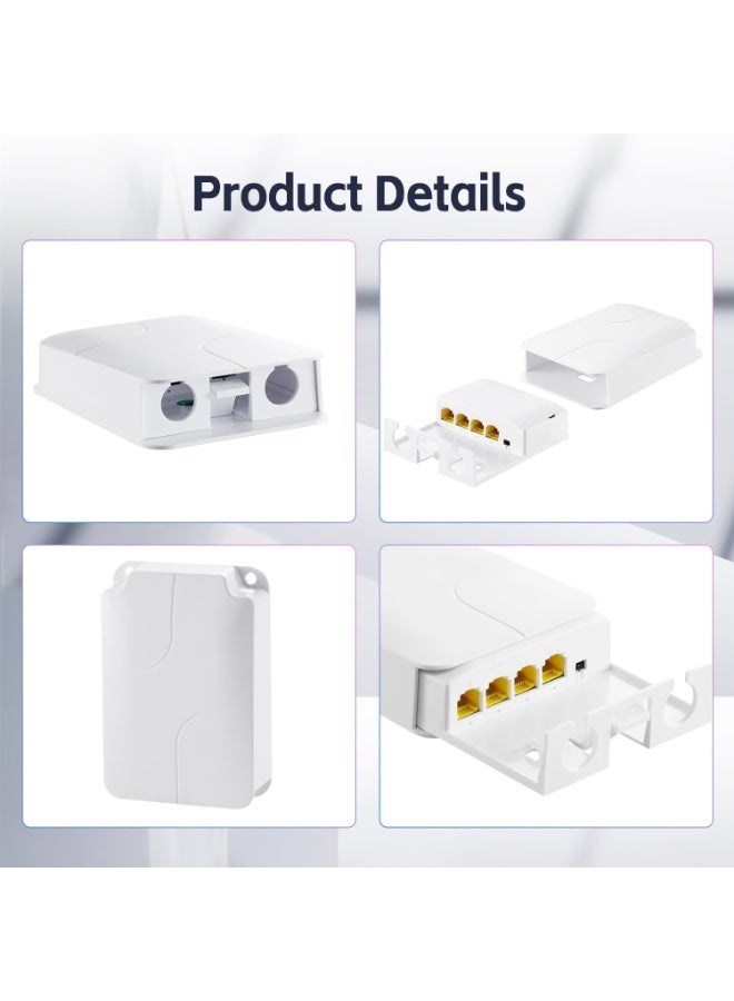 igeekwell Outdoor 4 Port Gigabit PoE Extender, 1 PoE in 3 PoE Out, IEEE 802.3 af/at 30W PoE Repeater with 10/100/1000Mbps, Wall Mount Waterproof POE Passthrough Switch - Image 2