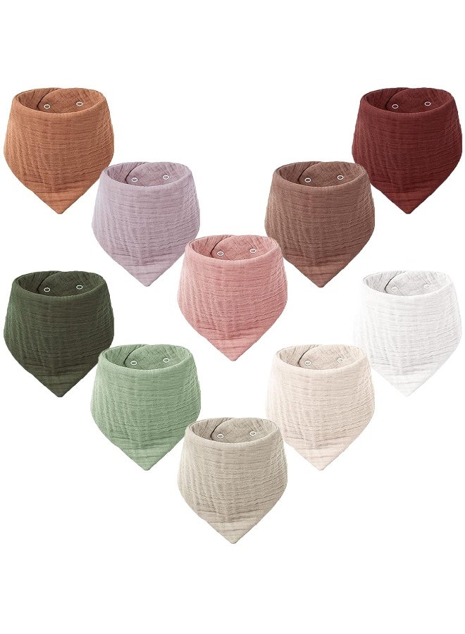 Konssy Muslin Baby Bibs 10 Pack Baby Bandana Drool Bibs 100% Cotton for Unisex Boys and Girls, Soft Absorbent Set for Teething and Drooling - Image 1