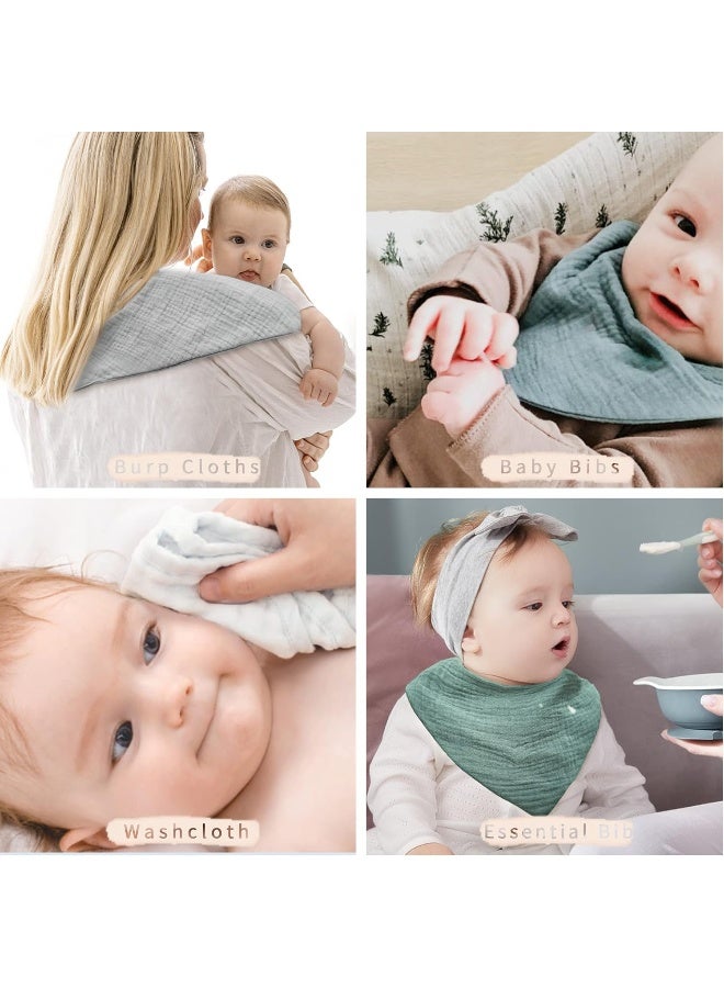 Konssy Muslin Baby Bibs 10 Pack Baby Bandana Drool Bibs 100% Cotton for Unisex Boys and Girls, Soft Absorbent Set for Teething and Drooling - Image 5