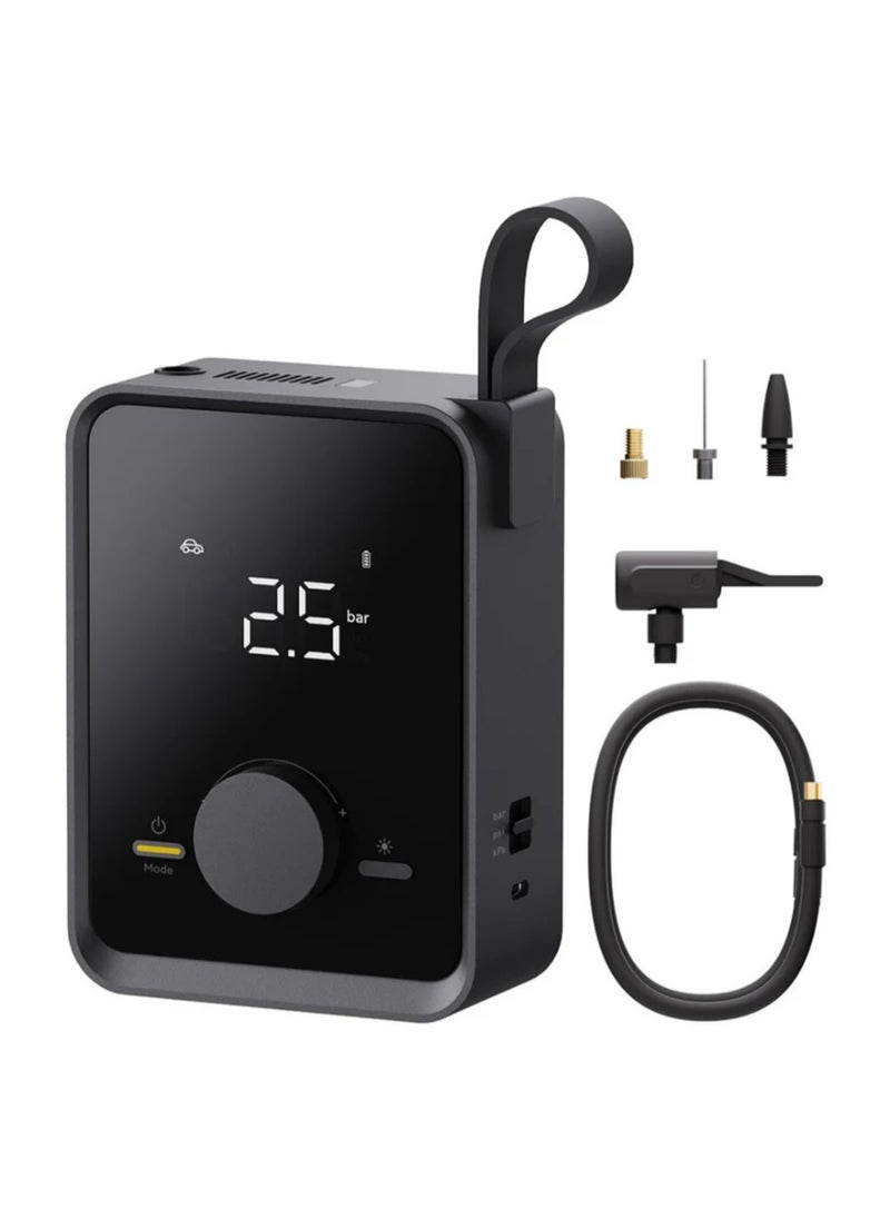 HOTO Portable Electric Air Pump for Car, Bike & Ball – HOTO Inflatable Treasure PRO, 12V Cordless Tire Inflator with LED Display, 4 Preset Modes, Quick-Connect Hose, 2500mAh Rechargeable Battery, USB Charging – Black  - Image 4