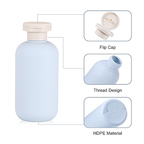 UMETASS 6.8 oz Plastic Travel Shampoo Bottles, Refillable Flip Cap Squeeze Bottles for Toiletries, Large Leakage-proof Travel Shampoo and Conditioner Container (Blue and Green) - Image 4