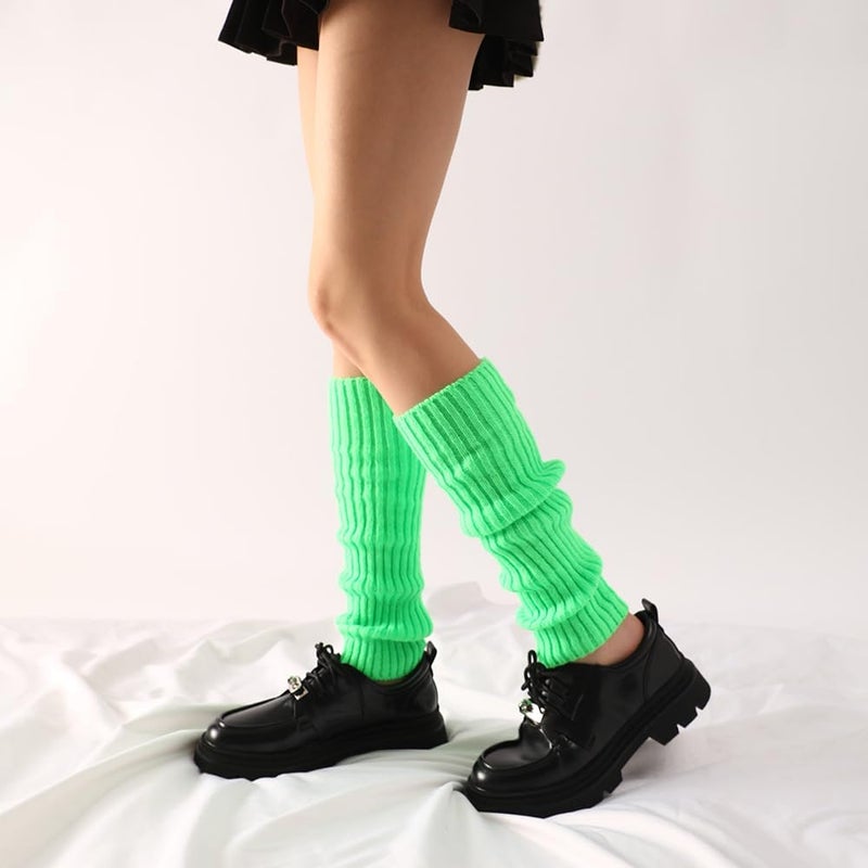 Chung Women Juniors Knitted Leg Warmers 16" Neon Party Dance Sports Fitness Halloween Accessory Pack of 1/2/3 - Image 3