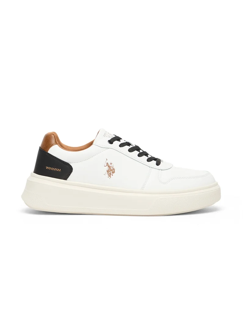 يو اس بولو اسن Men's Off-White Low-Top Casual Sneakers – Classic Design with Durable Sole for Everyday Comfort