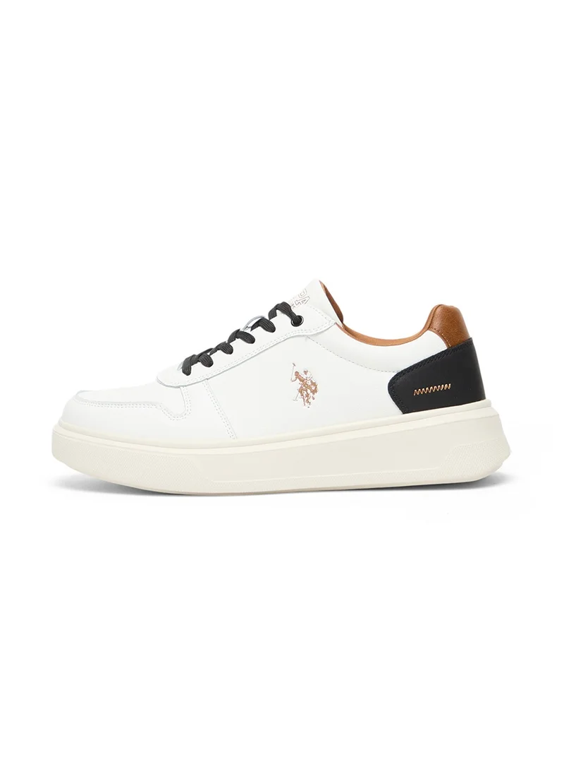 يو اس بولو اسن Men's Off-White Low-Top Casual Sneakers – Classic Design with Durable Sole for Everyday Comfort