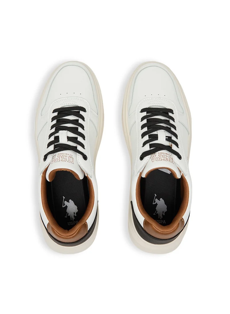يو اس بولو اسن Men's Off-White Low-Top Casual Sneakers – Classic Design with Durable Sole for Everyday Comfort