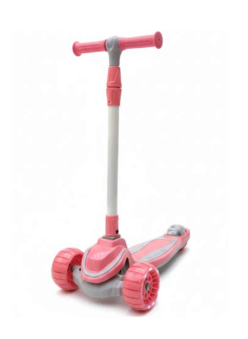 Top Gear Kids 3-Wheel Kick Scooter - TG-606 | Light-Up Flash Wheels, 3-Level Adjustable Height, Lean-to-Steer | Foldable Scooter with Rear Brake for Ages 3-8, Max 25KG (Pink) - Image 1